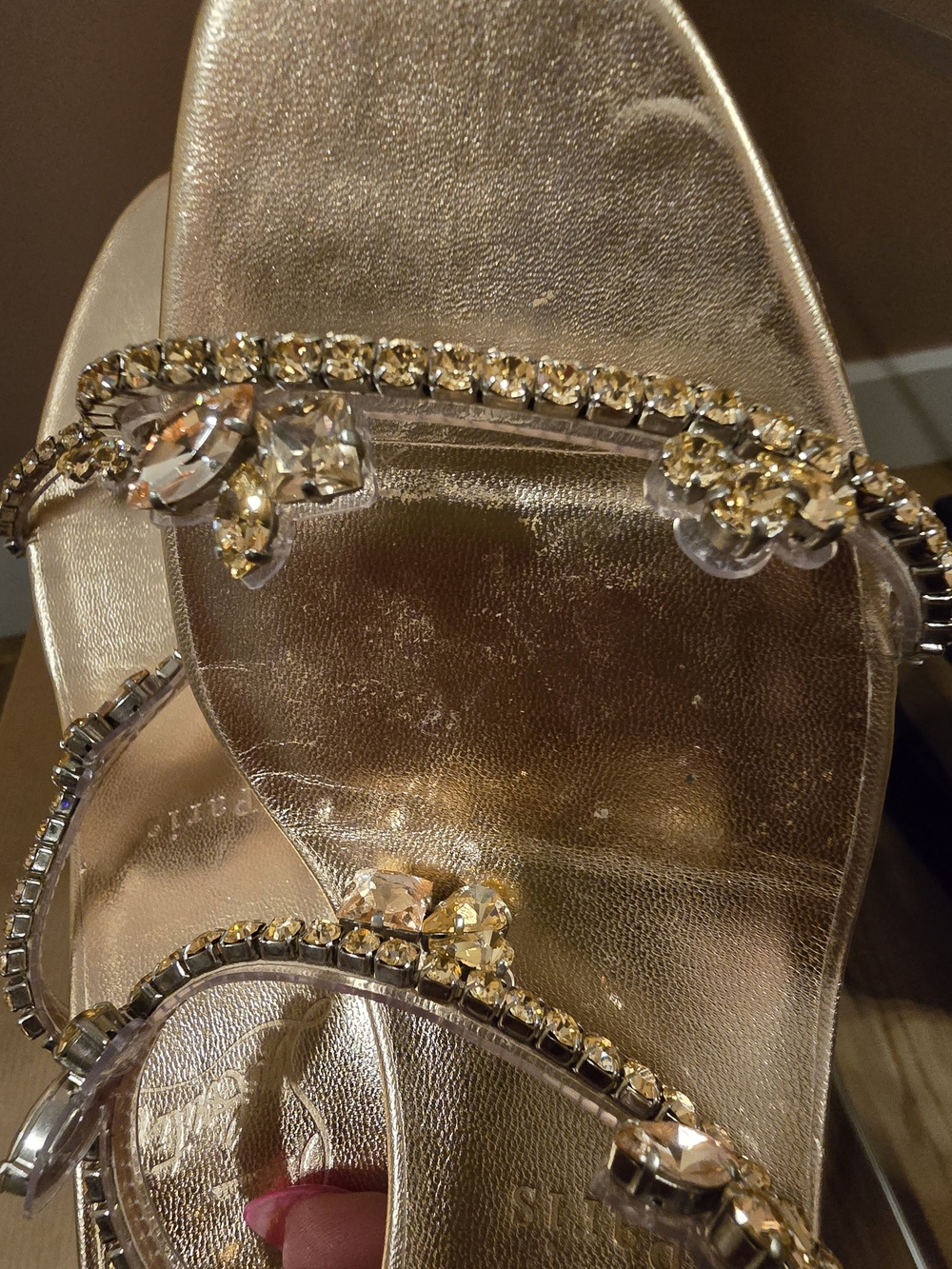 Christian Louboutin Just Queen Gold Jeweled Slide Sandals Size 41 - 70cm heel - Picture 4 of 11
